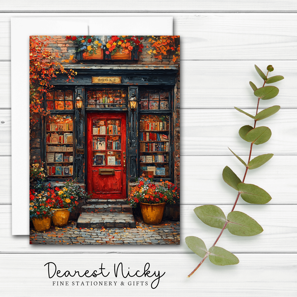 Book Store Red Door Greeting Card - Blank Inside