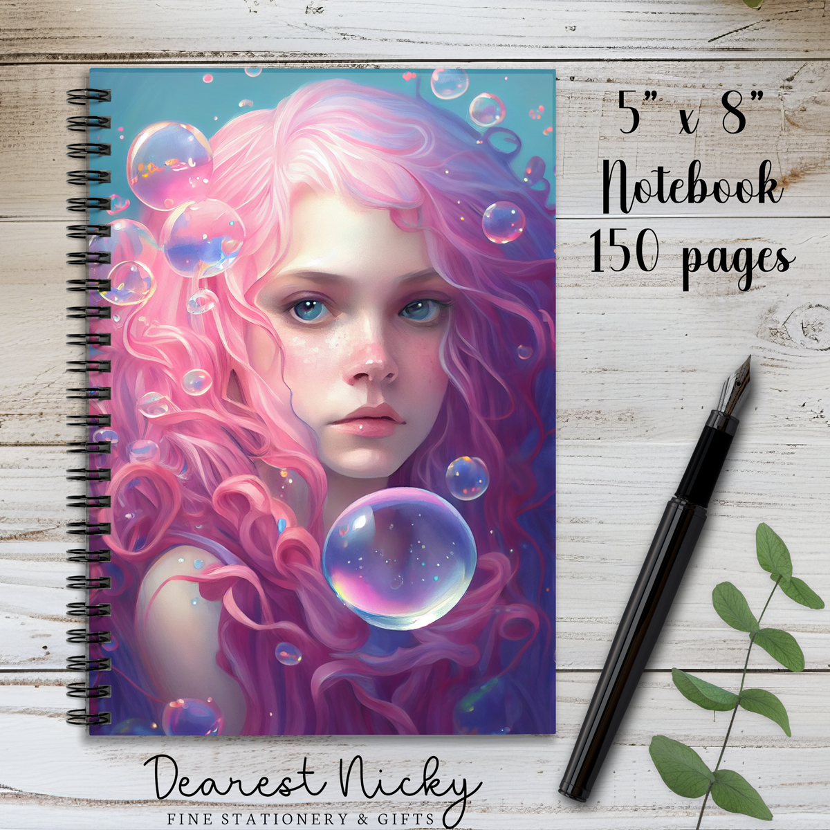 Bubble Fairy 150 Page Wire Bound Notebook - Blank or Lined