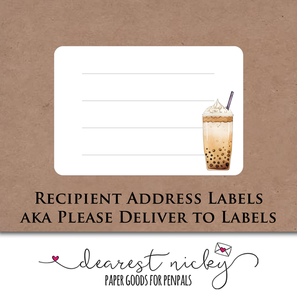 Bubble Tea Mailing Address Labels <br> Set of 16