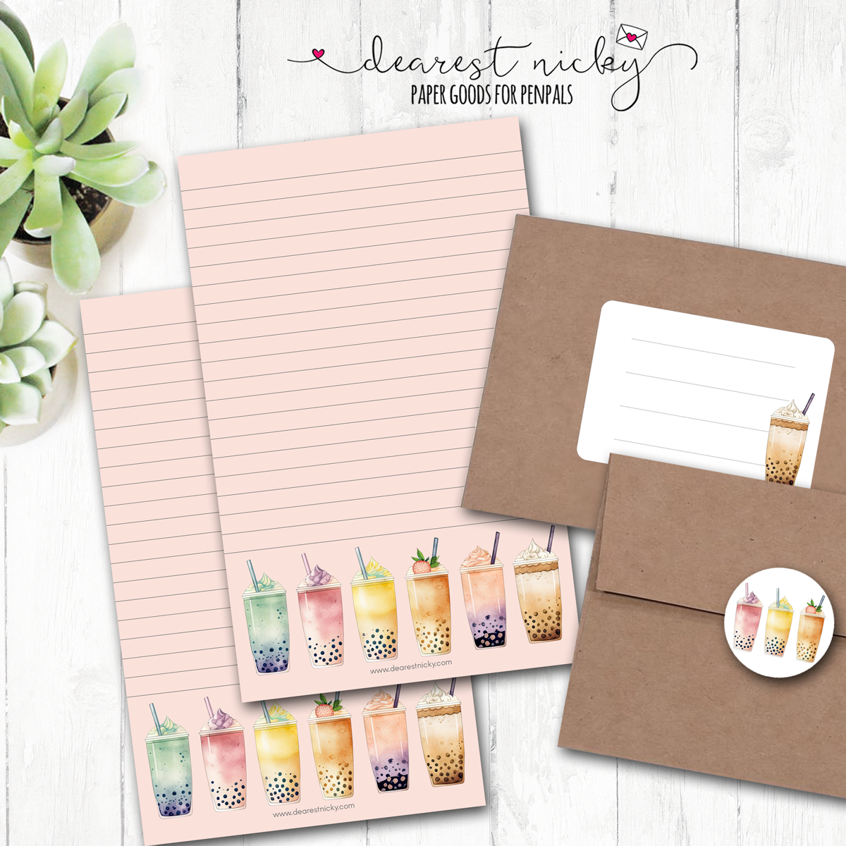 Bubble Tea Letter Writing Set