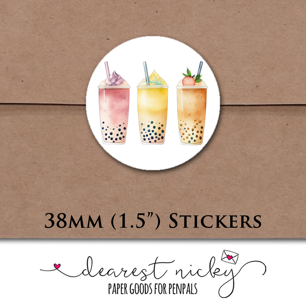 Bubble Tea Envelope Seals - Set of 30 Stickers