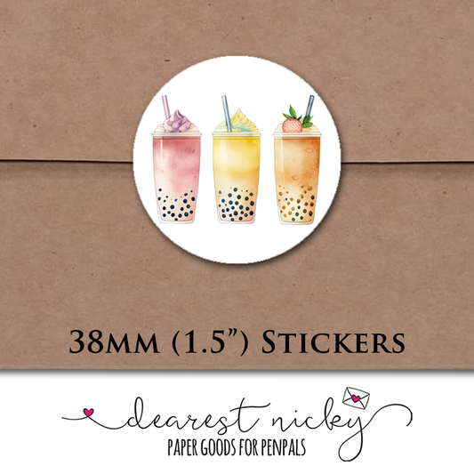 Bubble Tea Envelope Seals - Set of 30 Stickers