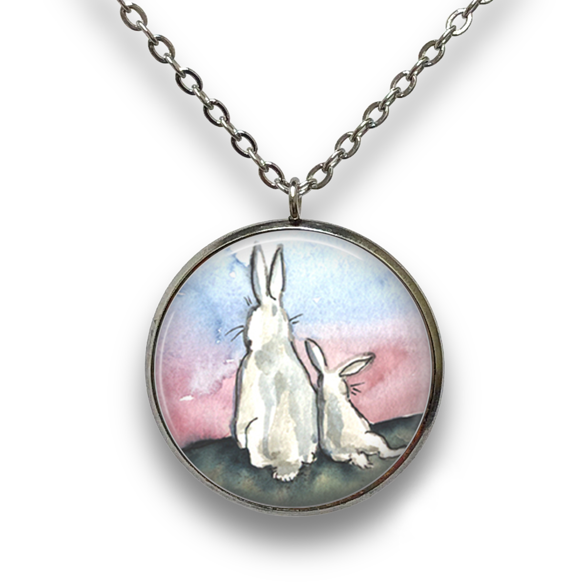 Bunnies at Sunset Pendant with Necklace