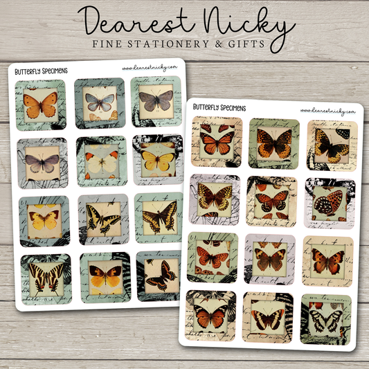 Butterfly Specimens Stickers - 2 Sheets