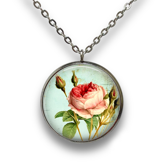 Cabbage Rose Pendant with Necklace