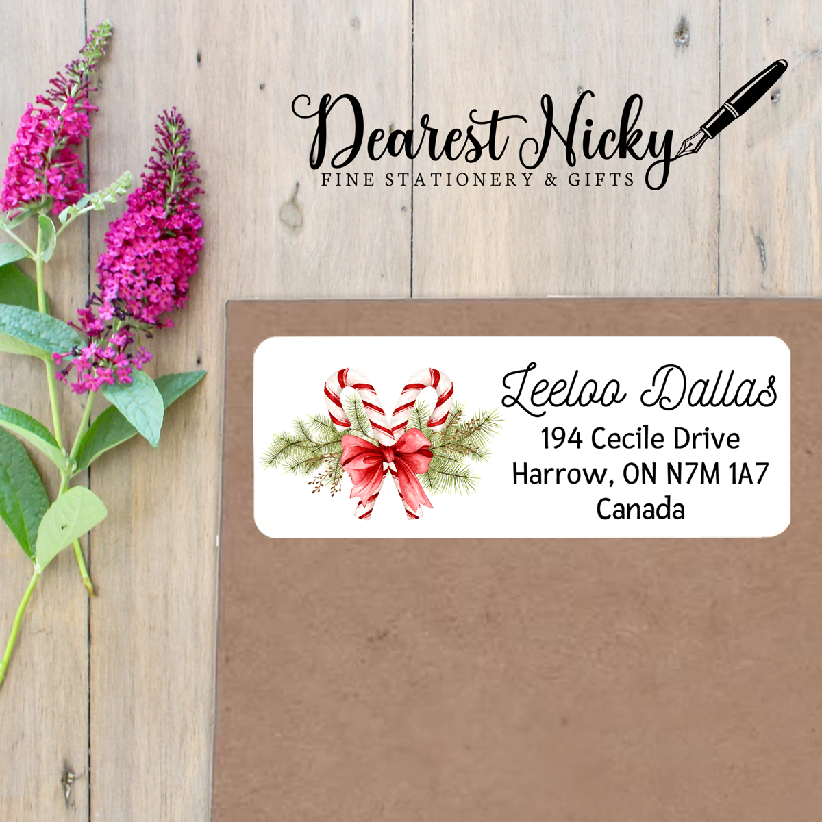 Candy Canes Custom Return Address Labels Set of 30