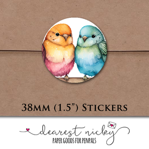 Cheerful Birds Envelope Seals <br> Set of 30 Stickers