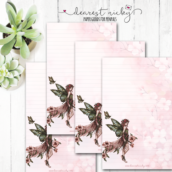 Cherry Blossom Fairy Letter Writing Paper