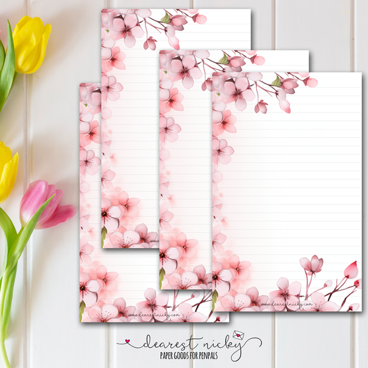 Papier à lettres en fleurs de cerisier