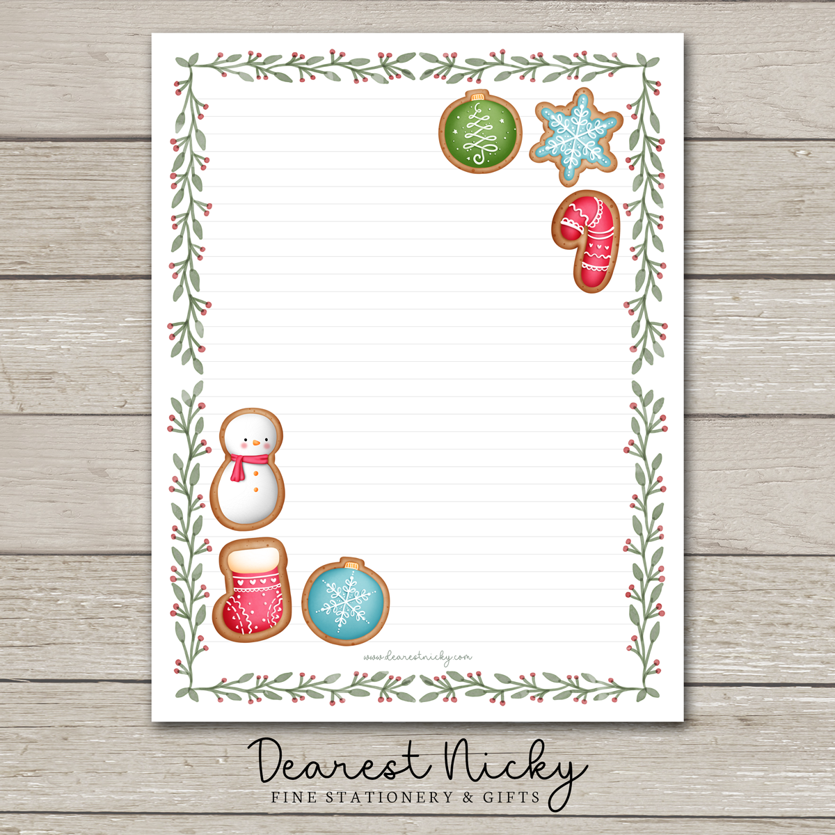 Christmas Cookies Large Letter Writing Paper - 8½ x 11