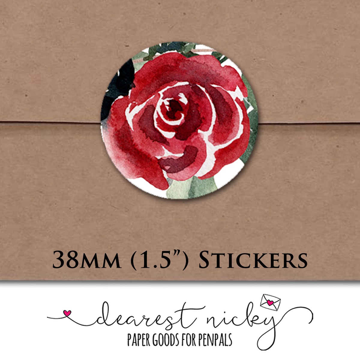 Christmas Roses Envelope Seals - Set of 30 Stickers