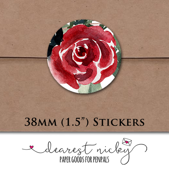 Christmas Roses Envelope Seals <br> Set of 30 Stickers
