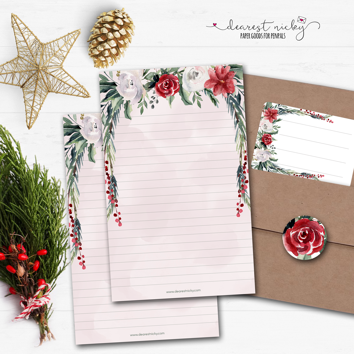 Christmas Roses Letter Writing Set