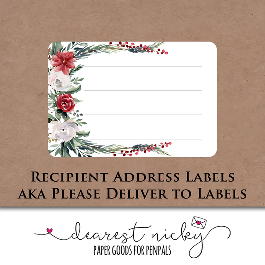 Christmas Roses Mailing Address Labels - Set of 16