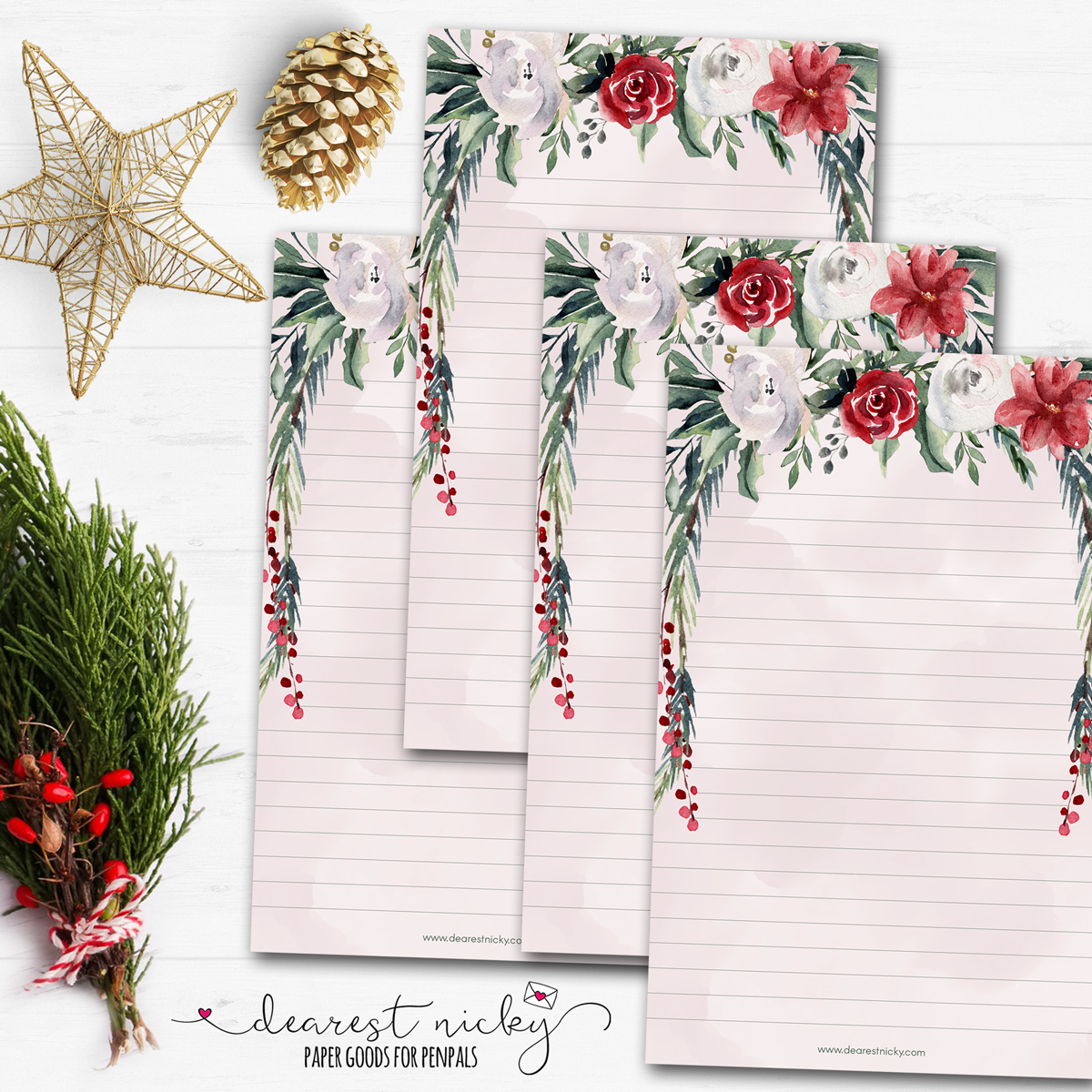 Christmas Roses Letter Writing Paper