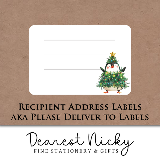 Christmas Lights Penguin Address Labels - Set of 16