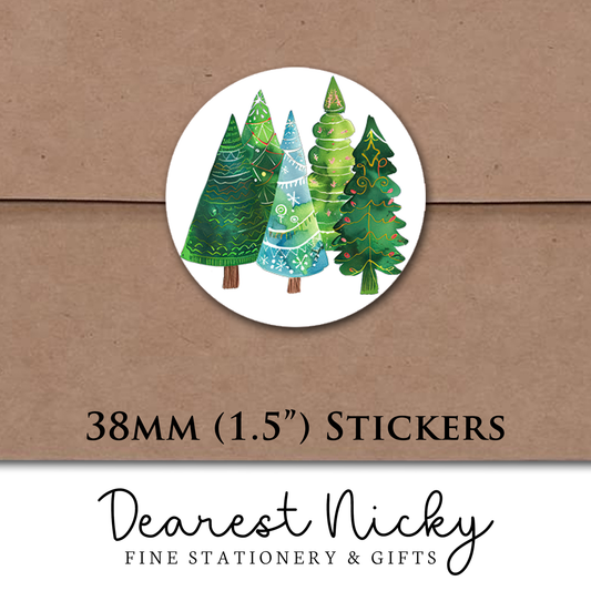 Christmas Trees Envelope Seals - Set of 30 Stickers