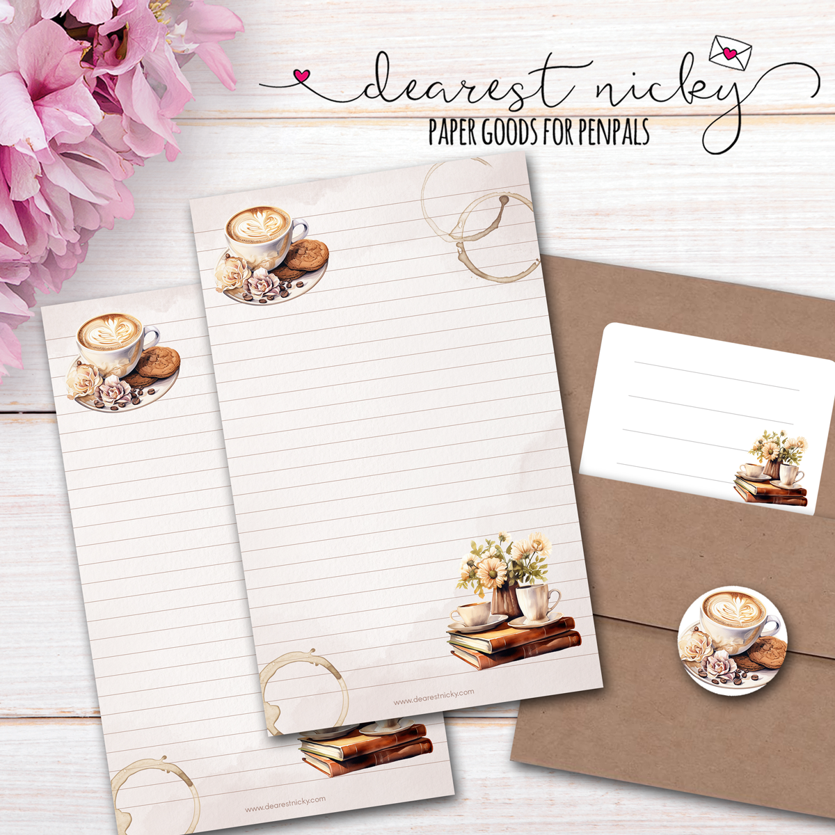 Coffee & Books Letter Writing Set