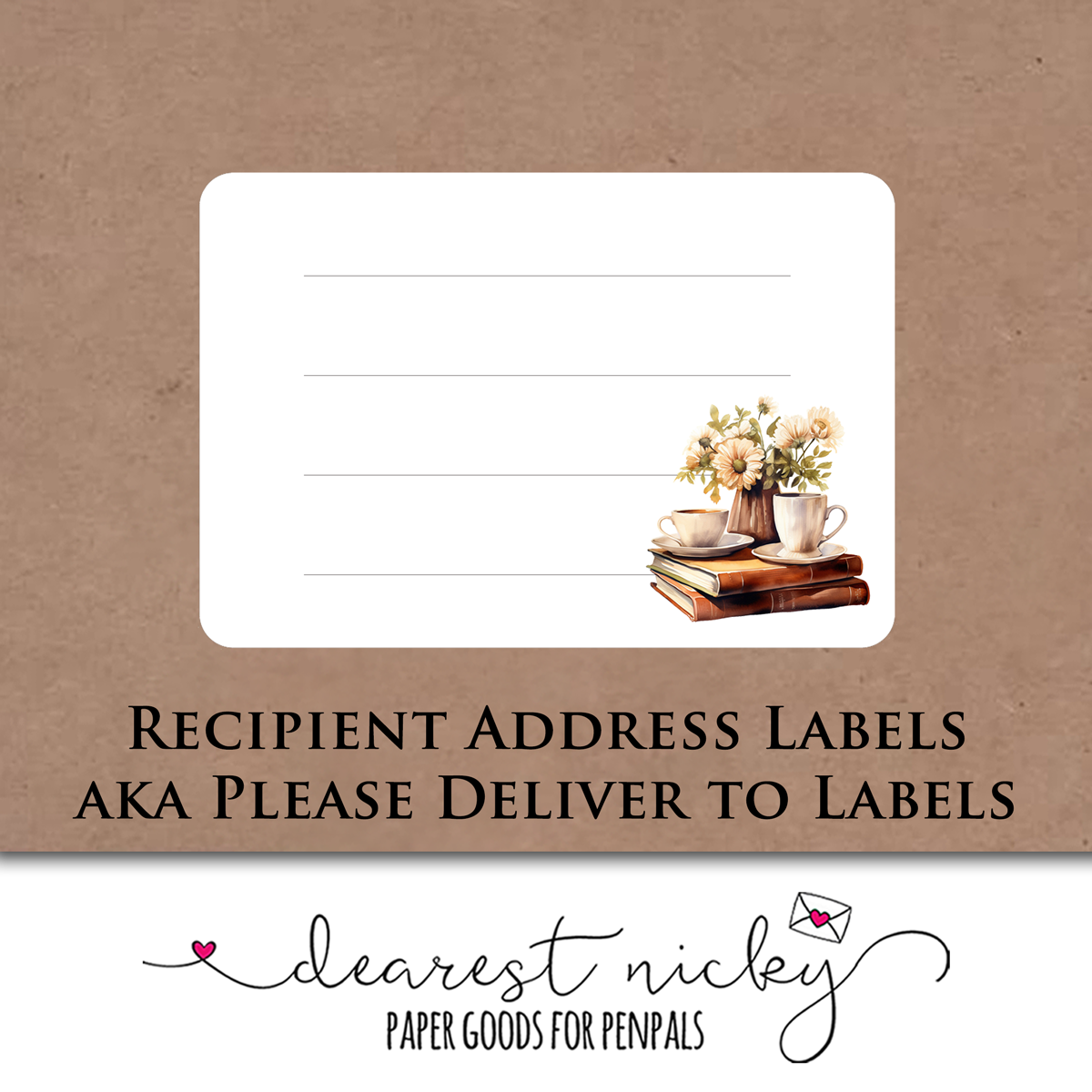 Coffee & Books Mailing Address Labels - Set of 16