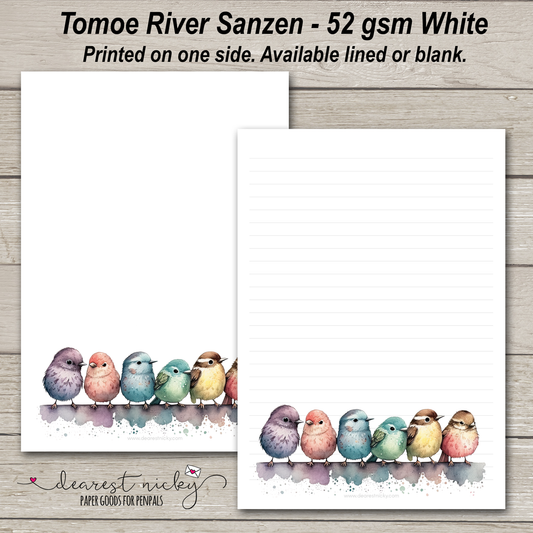 Colourful Sparrows Letter Writing Paper - 52 gsm Tomoe River Sanzen