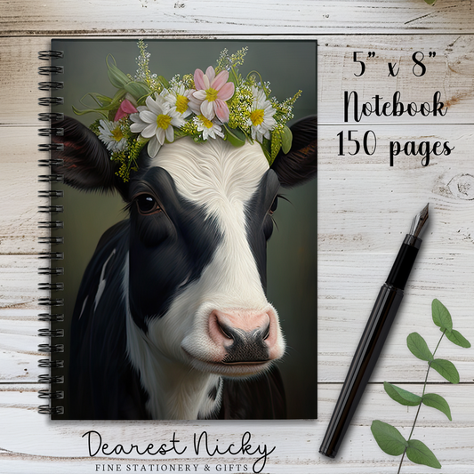 Cow 150 Page Wire Bound Notebook - Blank or Lined