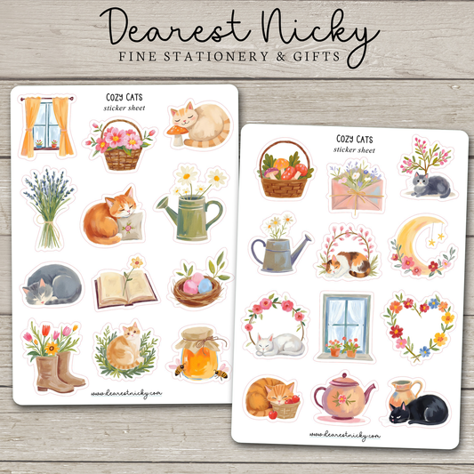 Cozy Cats Stickers - 2 Sheets