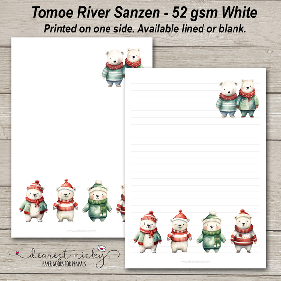 Cozy Polar Bears Letter Writing Paper - 52 gsm Tomoe River Sanzen