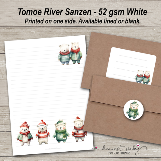 Ensemble d'écriture de lettres Cosy Polar Bears - 52 g/m² Tomoe River Sanzen