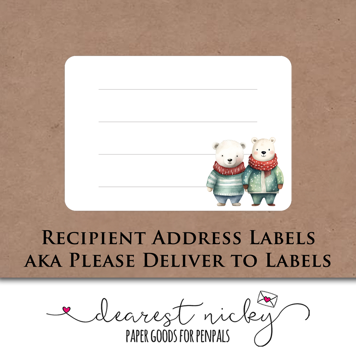 Cozy Polar Bears Mailing Address Labels - Set of 16