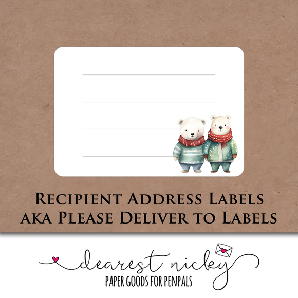 Cozy Polar Bears Mailing Address Labels <br> Set of 16
