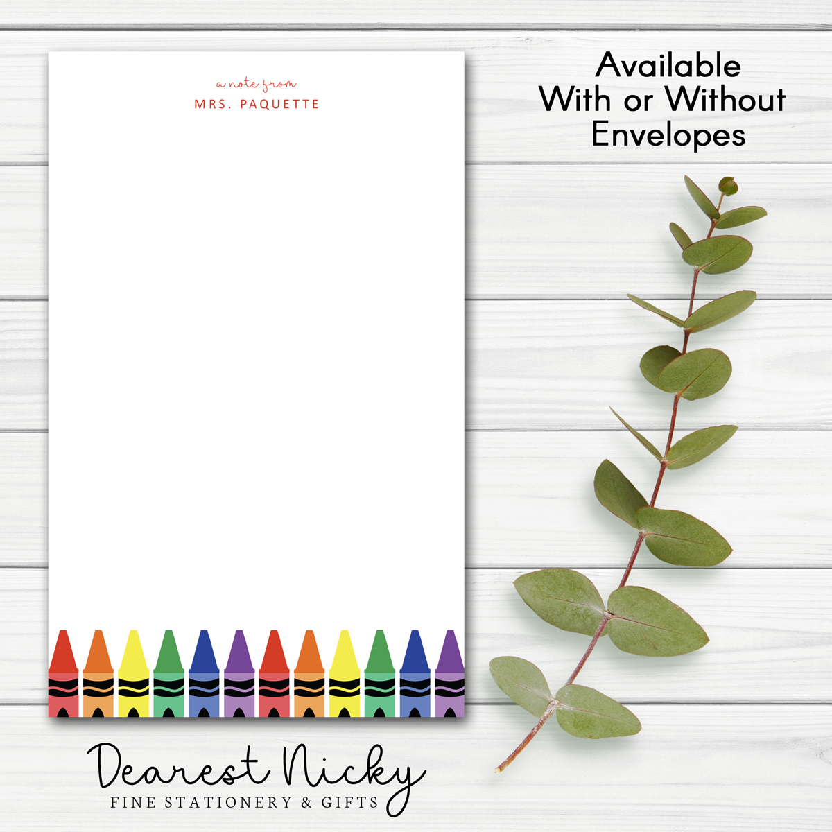 Crayon Border Personalized Notepad - 30 sheets