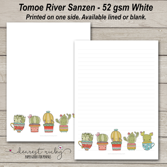 Papier à lettre mignon cactus - 52 g/m² Tomoe River Sanzen