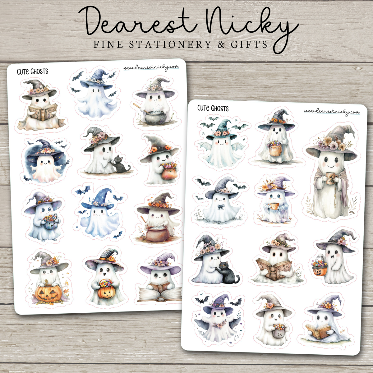 Cute Ghosts Stickers - 2 Sheets