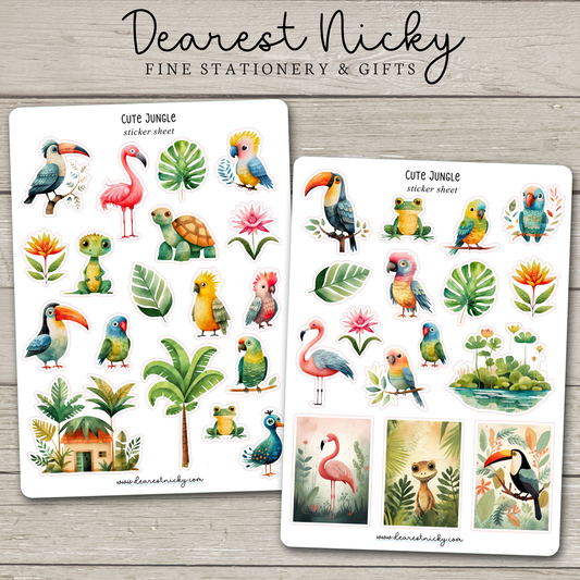 Cute Jungle Stickers - 2 Sheets
