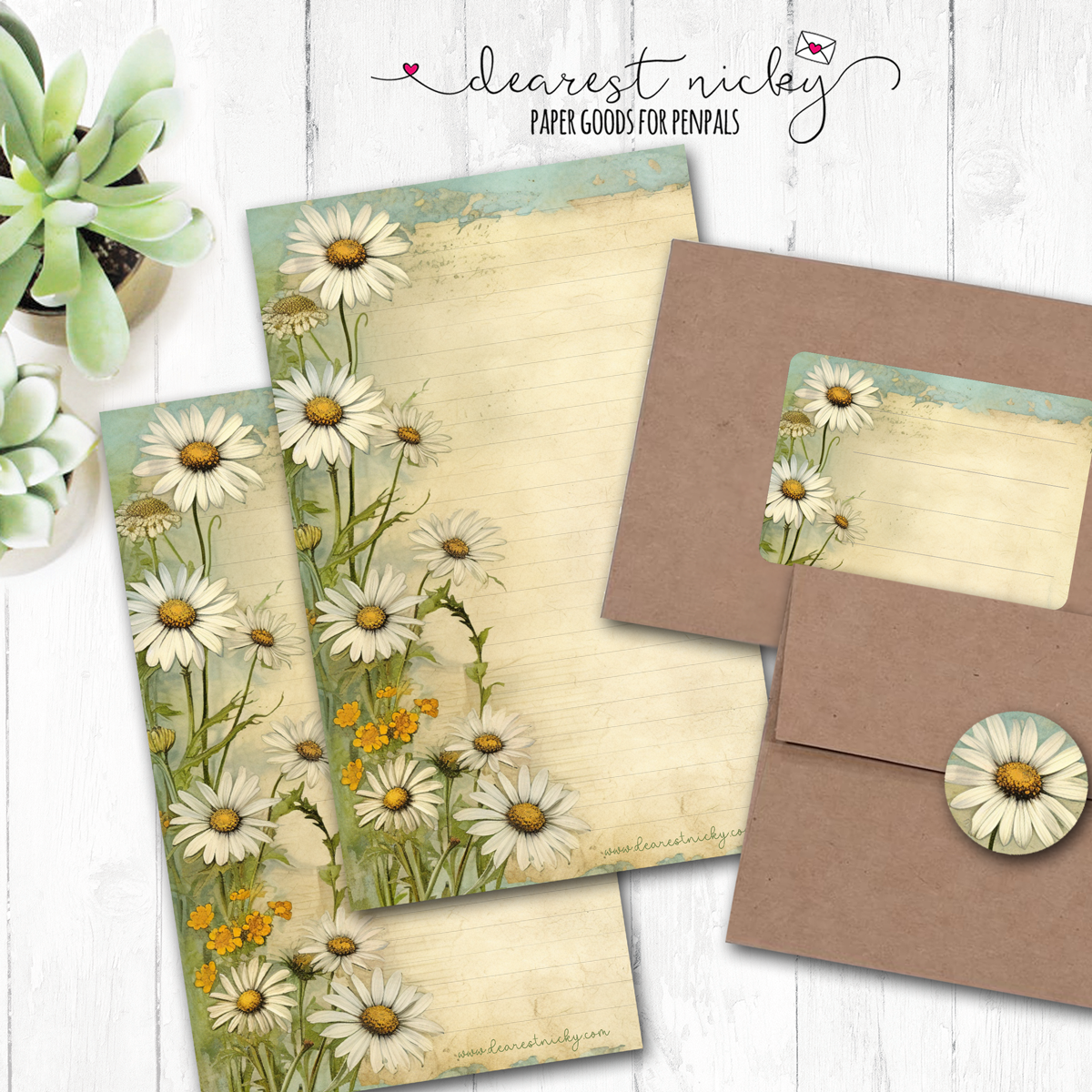 Nicky Writing Daisies Letter Writing Set – Dearest Nicky