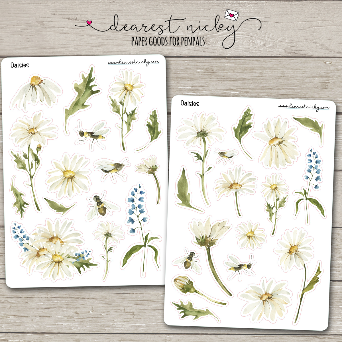 Daisies Stickers - 2 Sheets