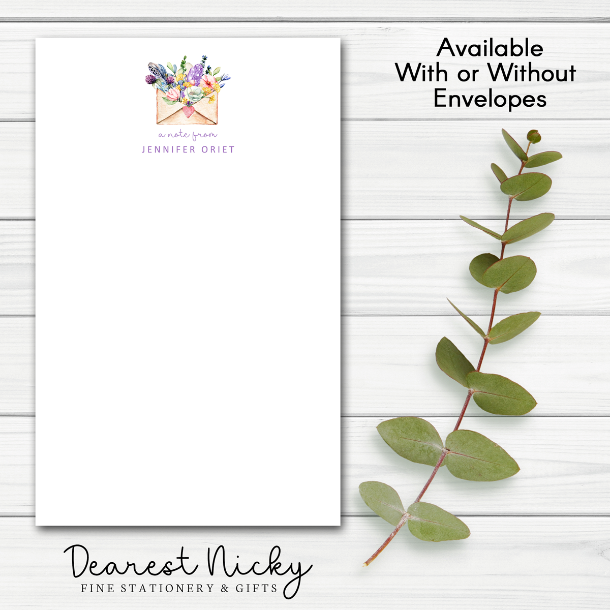 Flower Filled Envelope Personalized Notepad - 30 sheets