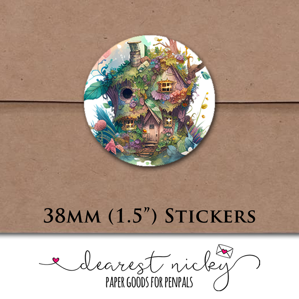 Fairy Houses Envelope Seals - Set of 30 Stickers