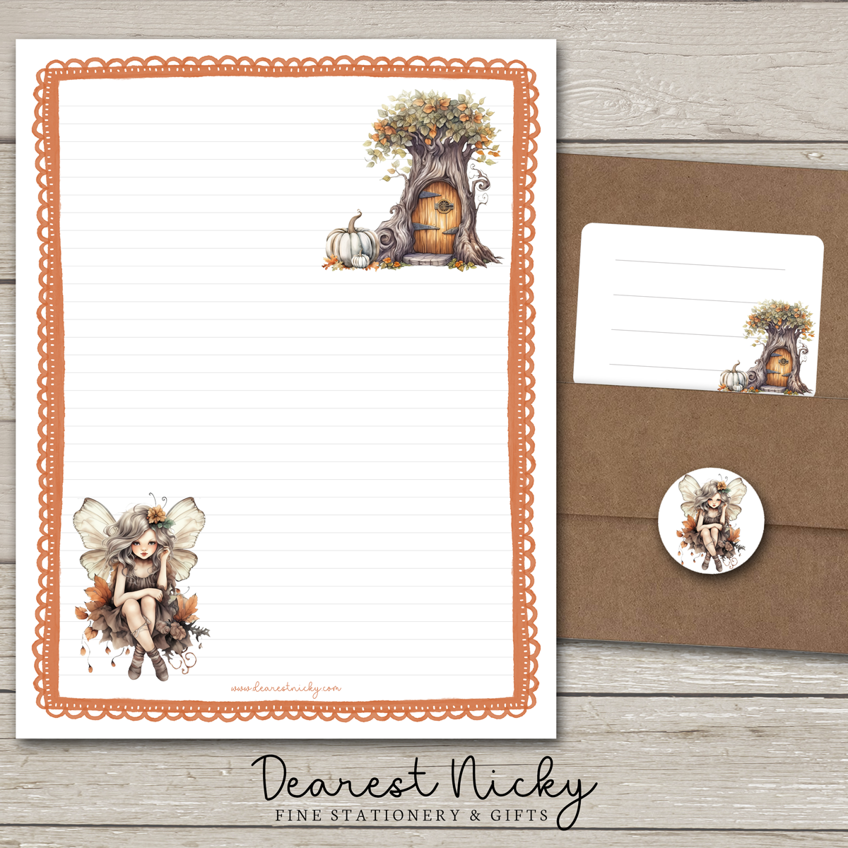 Autumn Fairy Large Letter Writing Set - 8½ x 11