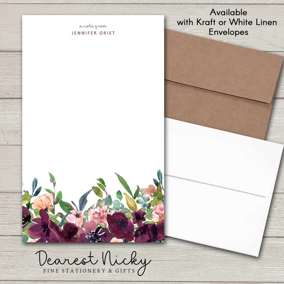 Fall Florals Personalized Notepad - 30 sheets