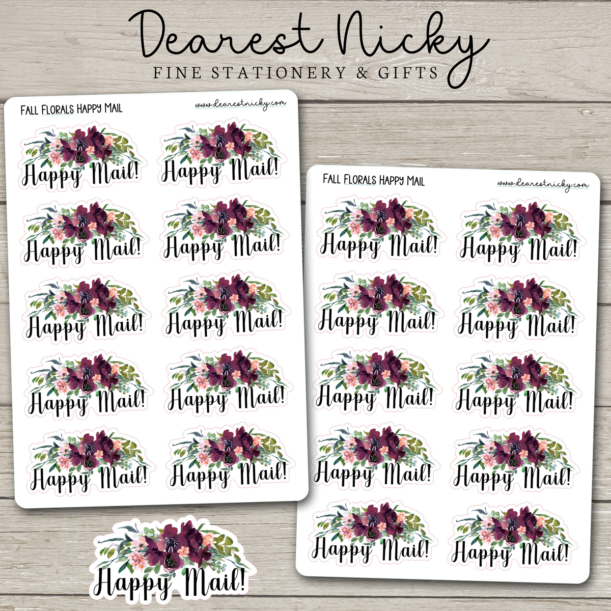 Fall Florals Happy Mail Stickers - 2 Sheets