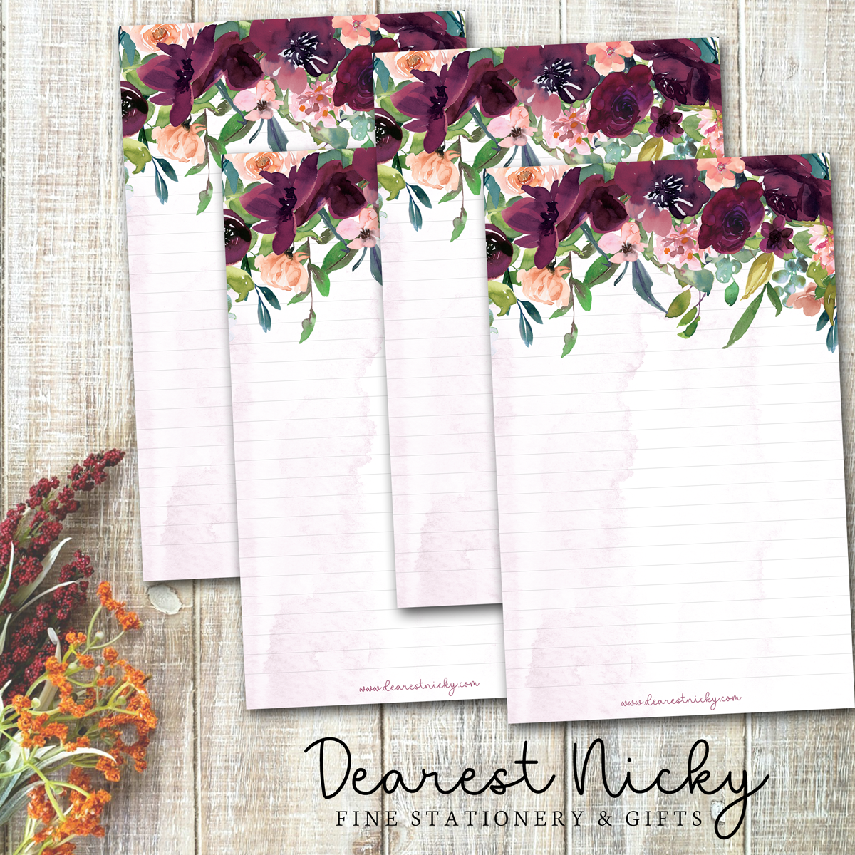 Fall Florals Letter Writing Paper