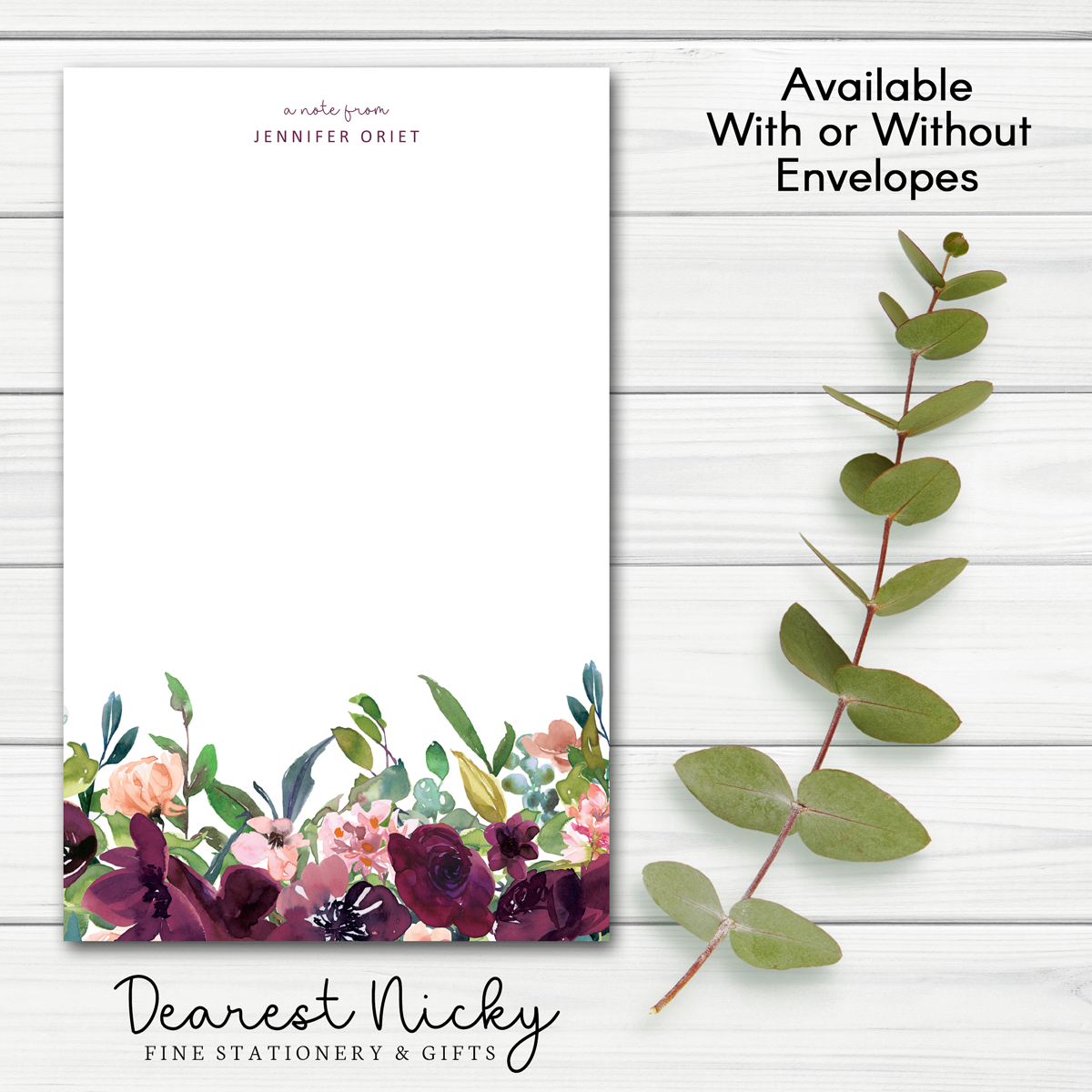 Fall Florals Personalized Notepad - 30 sheets