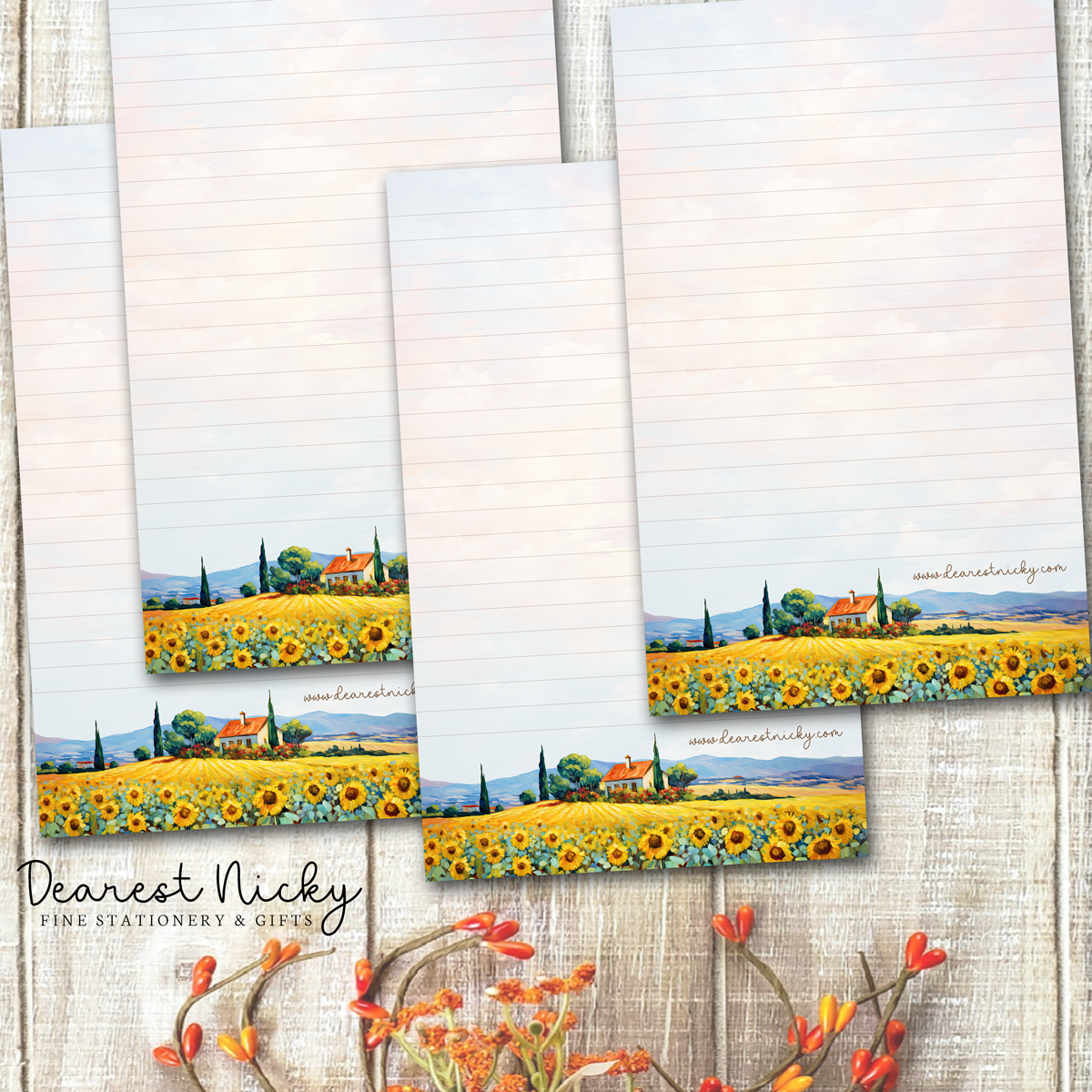 Sunflower Field Letter Writing Paper