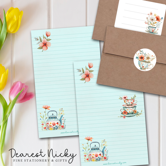 Floral Tea Set Letter Writing Set