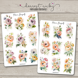 Flower Bouquets Stickers - 2 Sheets