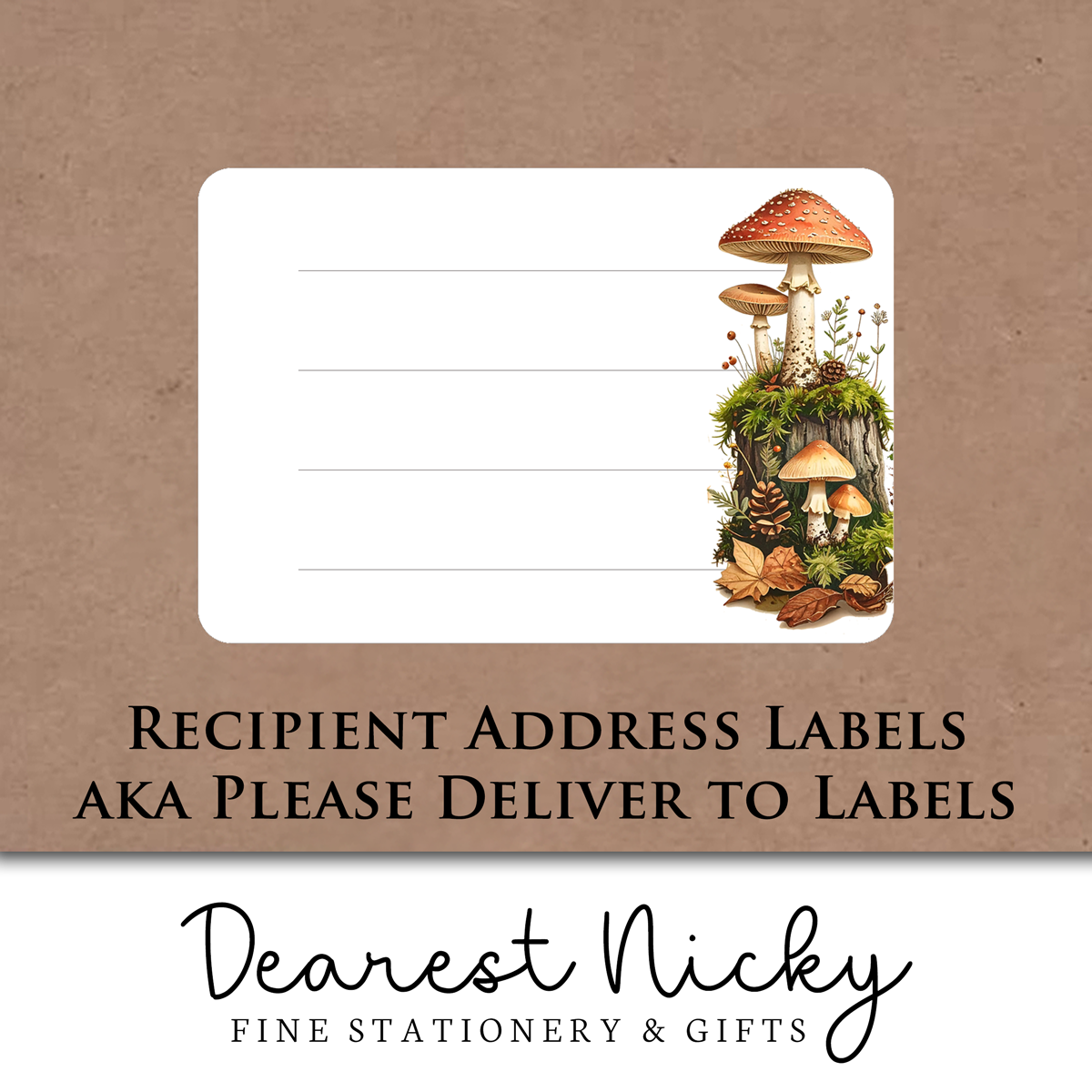 Forest Mushrooms Address Labels - Set of 16