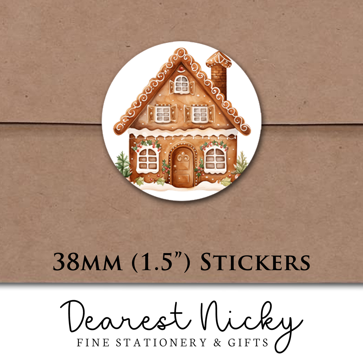 Gingerbread Houses Envelope Seals - Set of 30 Stickers