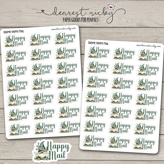 Gnome Happy Mail Stickers - 2 Sheets