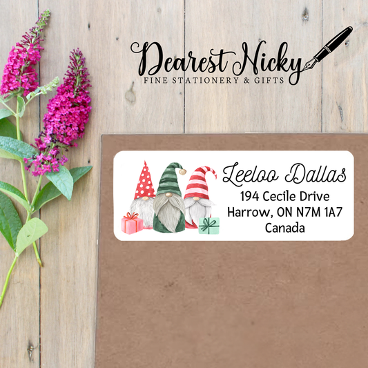 Christmas Gnomes Custom Return Address Labels Set of 30